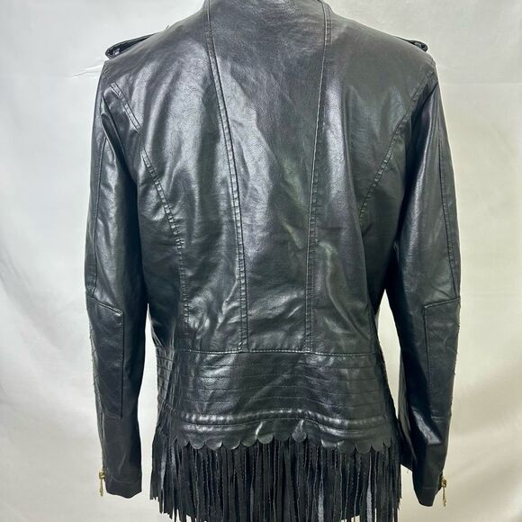 Steve Madden fringe Faux Leather Jacket Size Large - Picture 10 of 14